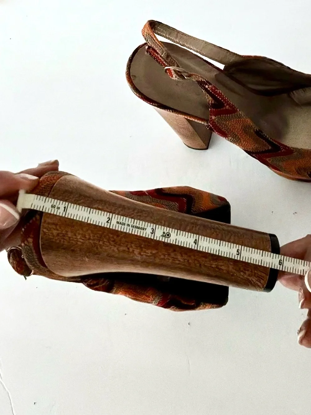 Charlotte Russe Boho Platform Slingback Heels Size 9 Chevron Tribal Wood Heel